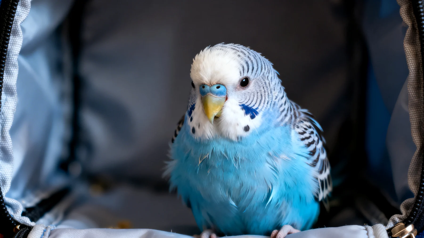 Wellensittiche leiden während Reisen häufig unter Stress, Dehydrierung und Orientierungslosigkeit durch ungewohnte Umgebungen, Temperaturschwankungen und eingeschränkte Bewegungsmöglichkeiten im Transportkäfig"